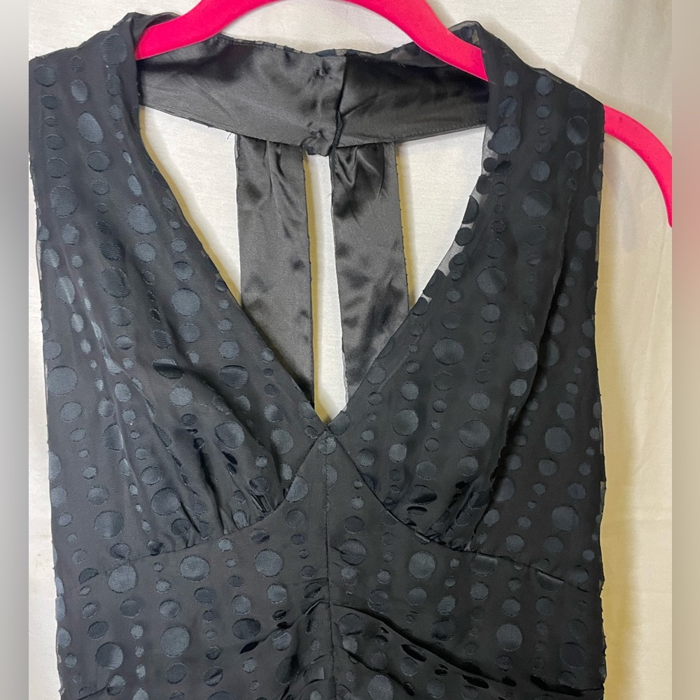 NWT Express Design Studio Black Halter Tank Top with black dots pattern Size 6 - Picture 3 of 11